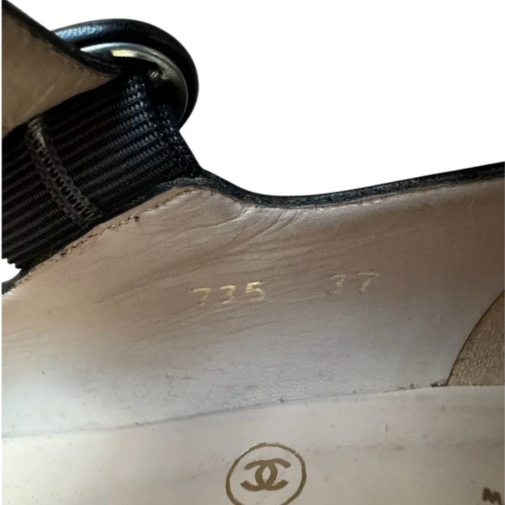 Chanel Women's Black Wedge Mary Jane Shoes - Picture 6 of 8
